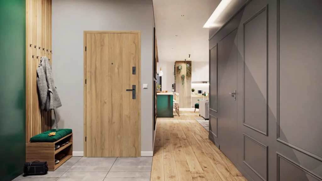 drzwi do mieszkania w bloku